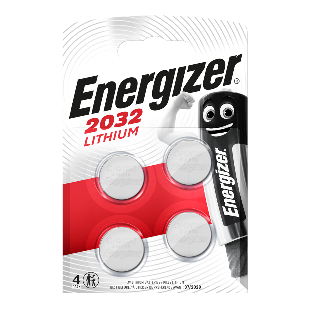 S7895 Energizer CR2032 Lithium Coin Cell, Pack of 4