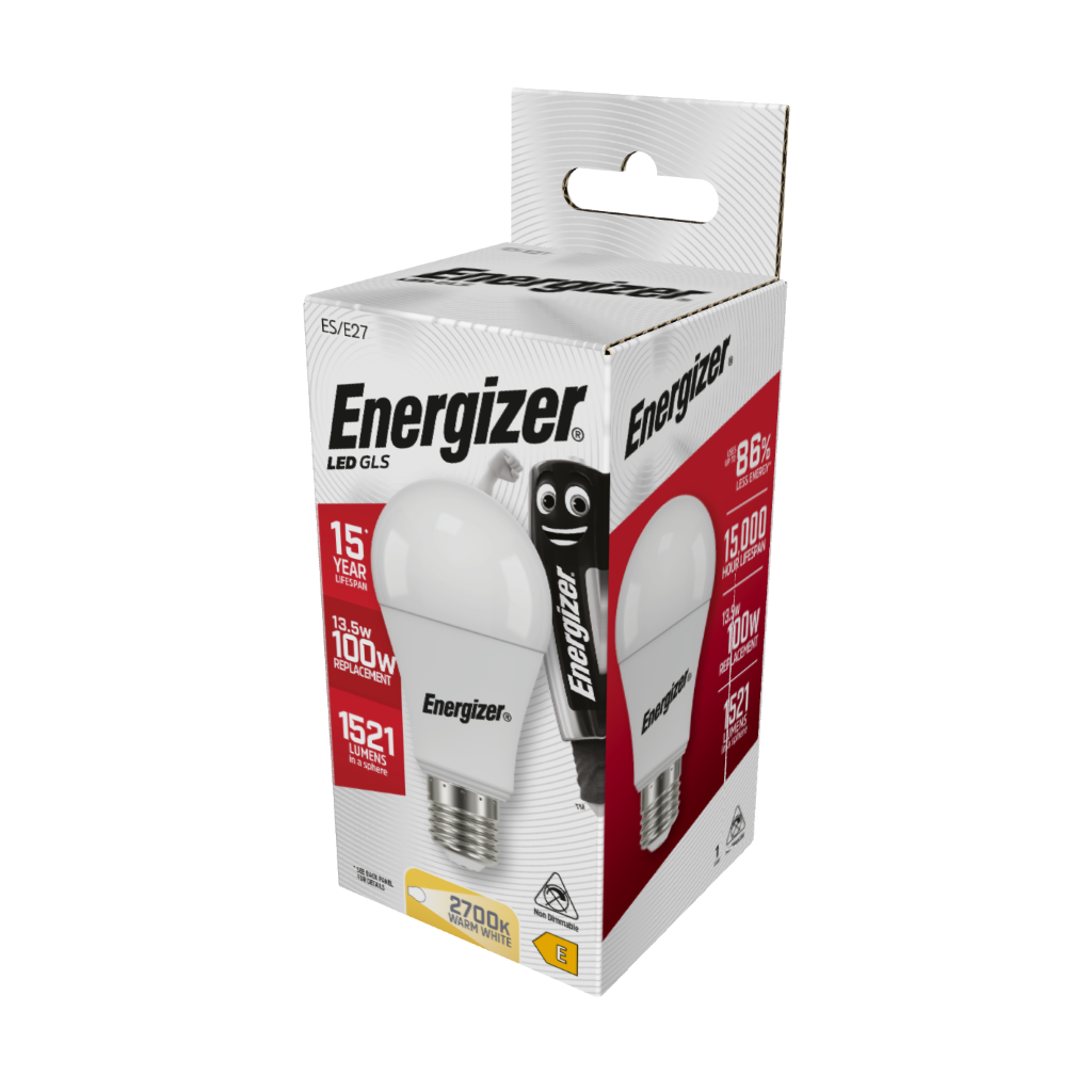 S8707 Energizer LED GLS E27 (ES) 1,521lm 13.5W 2,700K (Warm White), Box of 1