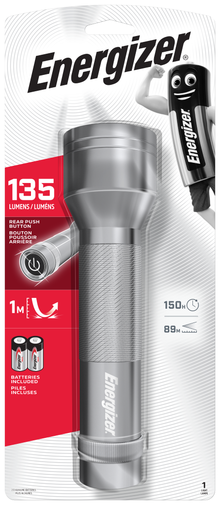S8934 Energizer Value 100 Lumen Metal 2D Torch With 2 x D Size Batteries