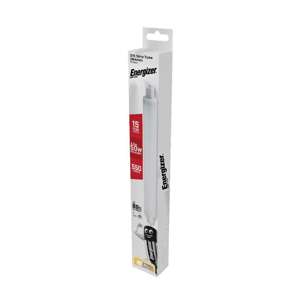 S9218 Energizer LED S15 Strip Tube 550lm 6W 2,700K (Warm White), Box of 1