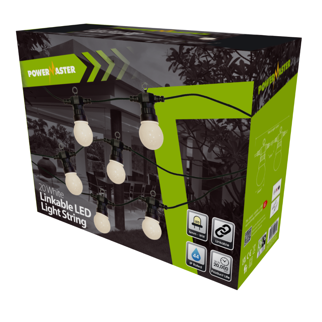 S9399 PowerMaster LED 20 Large Globe Festoon String - White