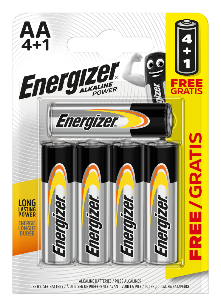 S9533 Energizer AA Alkaline Power, Pack of 4+1
