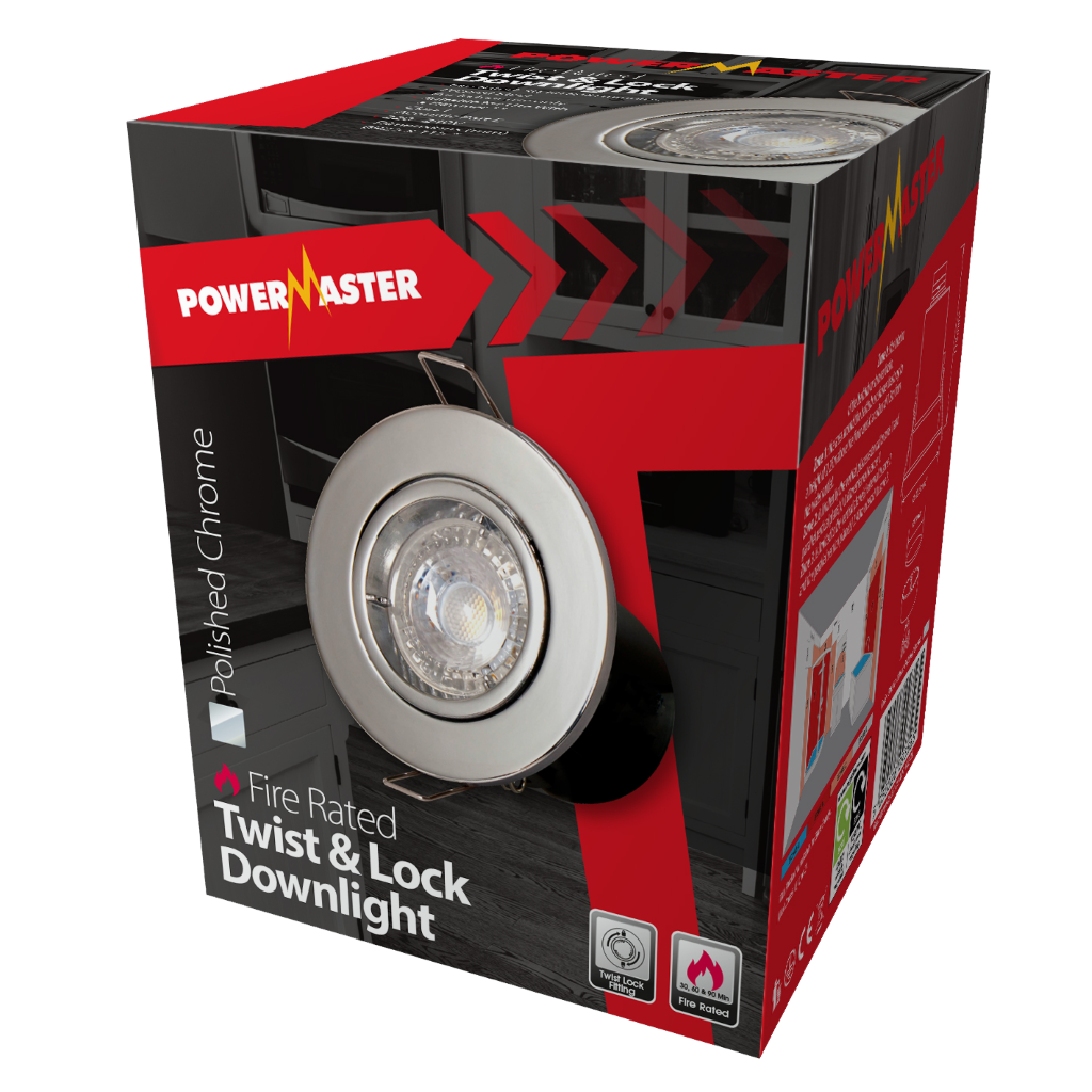 S9610 PowerMaster Fire Rated Twist & Lock Downlight - Chrome