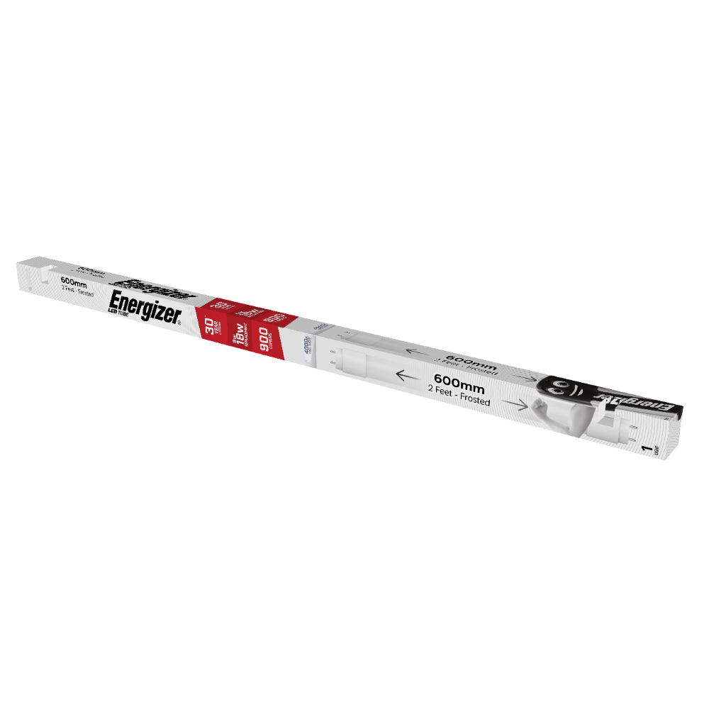 S9912 Energizer LED Tube 2ft (600mm) G13 900lm 9W 4,000K (Cool White), Box of 1