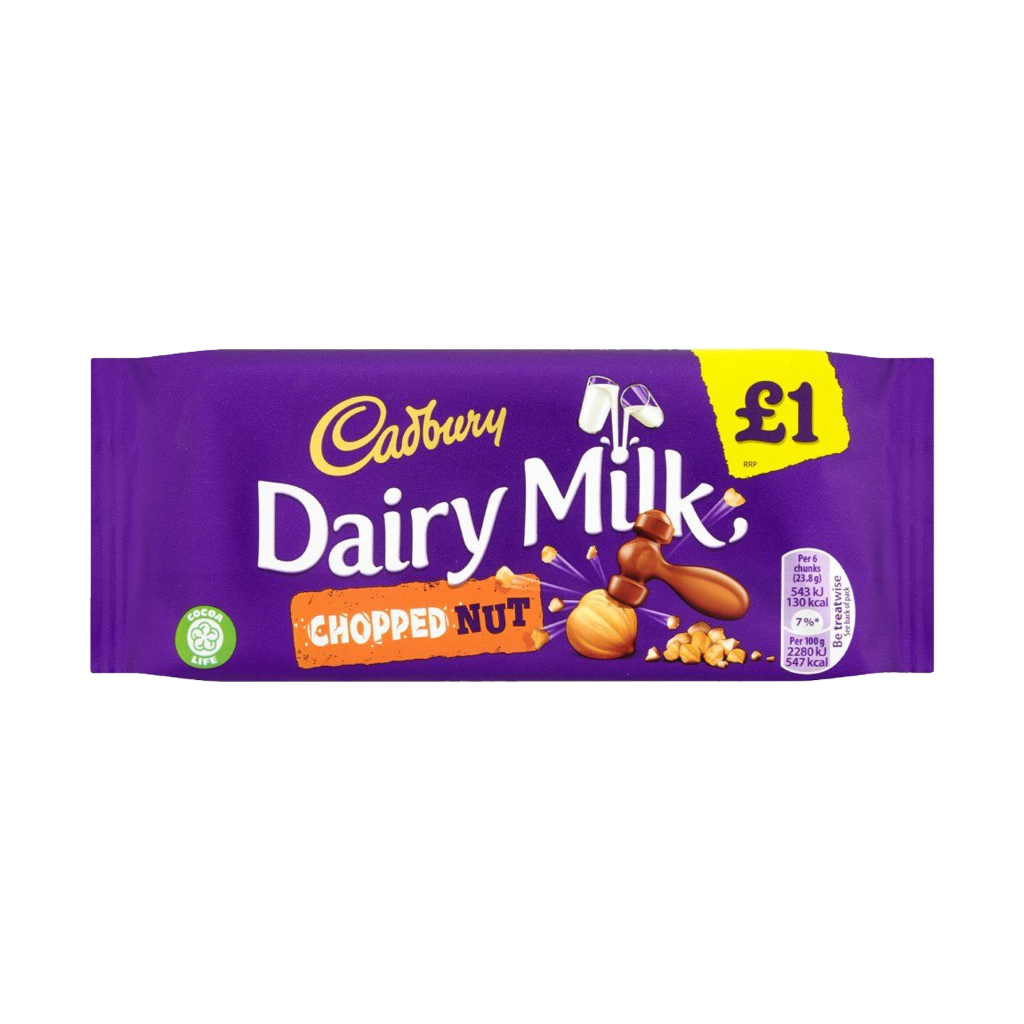 T0674 Cadburys Chopped Nuts Block - 95g - Price Marked (22 Pack)