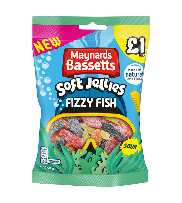 T0679 Bassetts Fizzy Fish - Price Marked - 160g Bag (12 Pack)