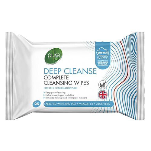 T0712 Pure Face Wipes Deep Cleanse - Pack of 25 (12 Pack)