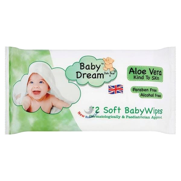 T0986 Babydream Aloe Vera Baby Wipes - Pack of 72 (12 Pack)