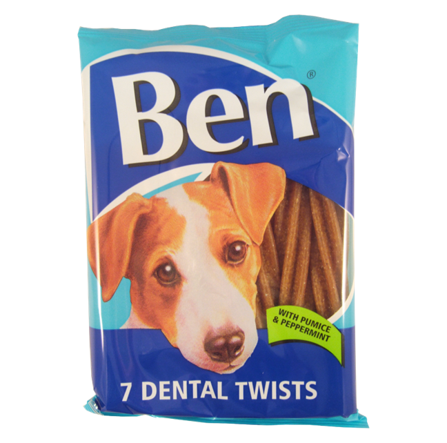 T0990 Ben Dog Dental Twists - 7 Sticks Per Pack (12 Pack)