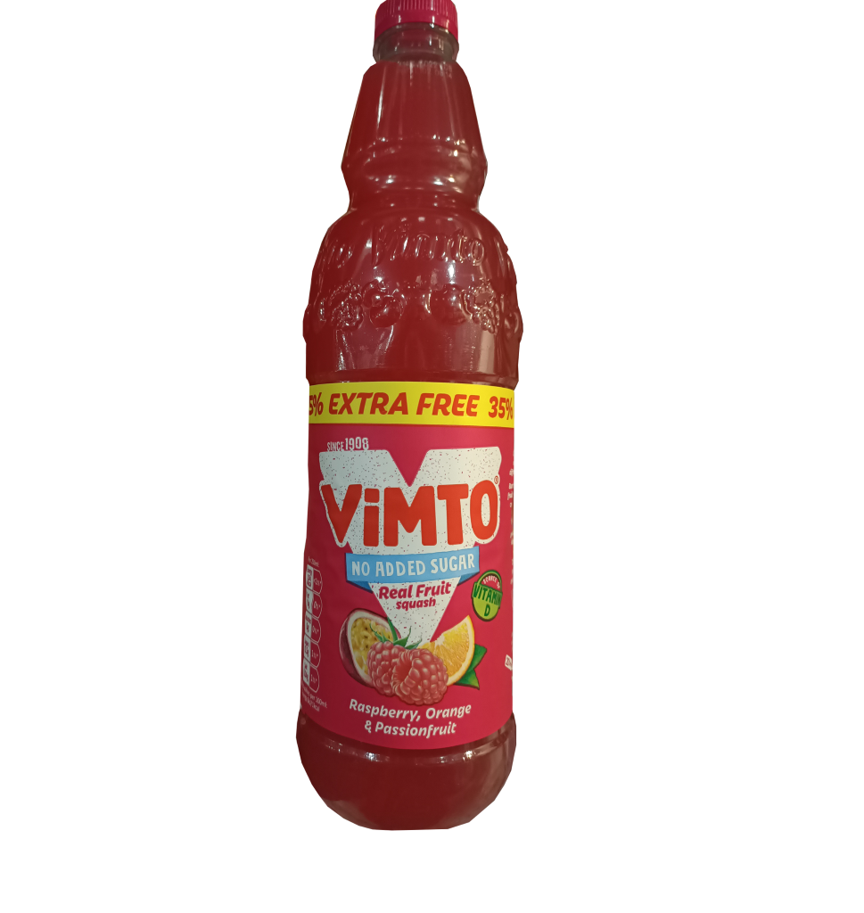 T1067 Vimto Cordial Remix Raspberry / Oranange / Passionfruit - 725ml + 35% Free (12 Pack)