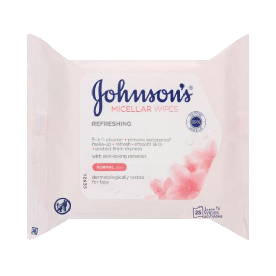 T1158 J&J Micellar Face Wipes Refreshing - Pack of 25 (6 Pack)