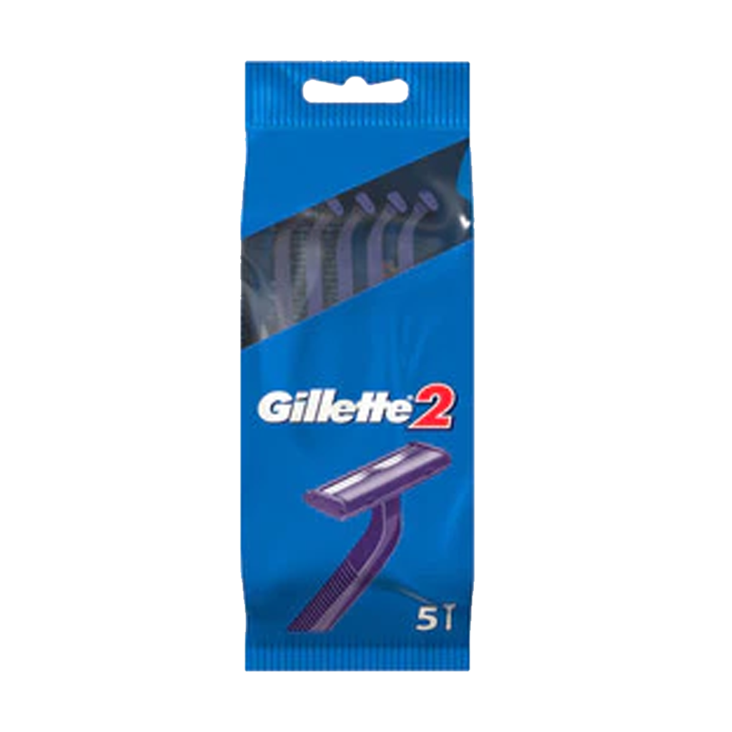 T1197 Gillette Blue 2 Disposable Razors - Pack of 5 (6 Pack)